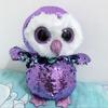 25cm Big Eyes Sequin Purple Owl Moonlight Stuffed Plush Toy Cute Animal Doll Children Birthday New Year Gifts