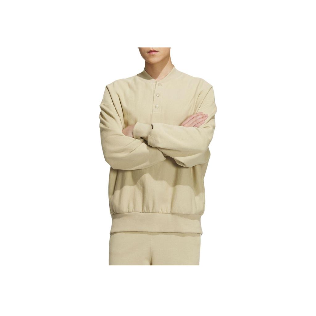 adidas Originals X Notitle FW23, однотонный пуловер с открытым воротником на пуговицах, спортивный свитер, топы унисекс, коричневый цвет прерий IN1096