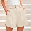 Women's Fashion Summer Solid Color High Waist Side Slit Pocket Casual Shorts