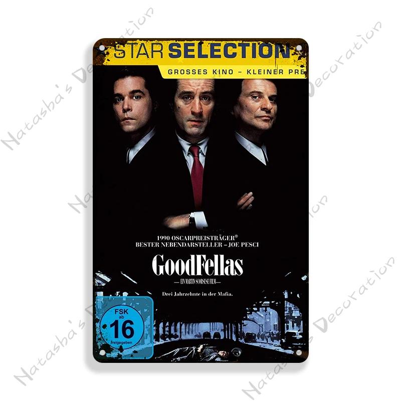 1990 Американский фильм Славные парни Винтажный постер Металлическая жестяная табличка Ржавые металлические таблички Домашний бар Металлическая плакетка Гараж Индустриальный декор