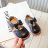 2024 Девочки Кожаные Туфли Черные Круглые Носки Черная Форма Школьные Туфли Бантик Нескользящие Плоские Туфли Детская Модная Повседневная Обувь Детская Обувь