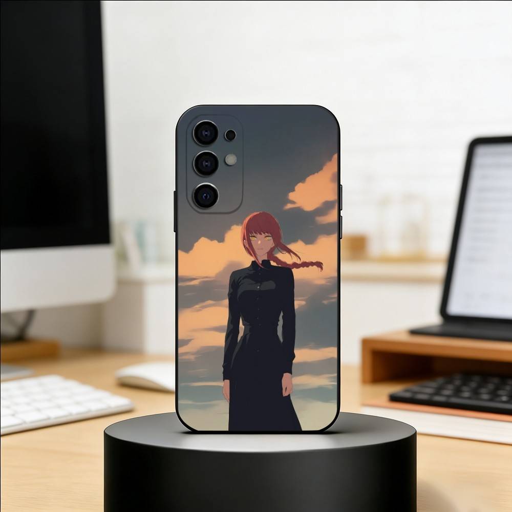 MAKIMA C-Chainsaw man Phone Case Black Silicone Soft For Samsung S25,S24,S21,S22,S23,S30,Ultra,S20,Plus,Fe,Lite