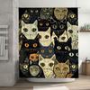 Очаровательные кошки Занавеска для душа Черно-белая с желтыми акцентами Узор Декоративный текстиль для ванной Водонепроницаемая ткань Разные размеры в наличии