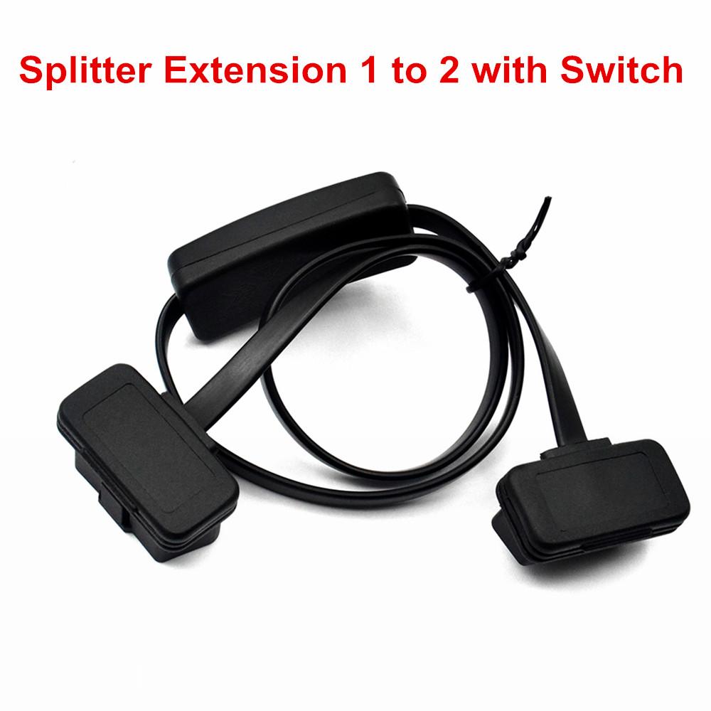 Dual Female Y Splitter Elbow 16Pin OBD 2 Extender ODB OBD2 Cable 16 Pin Male To Female Flat Noodle OBD2 Extension Cable
