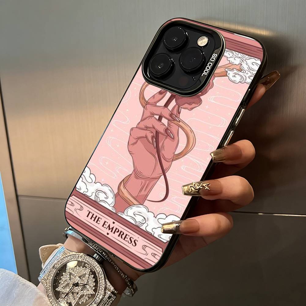 Эстетичный чехол для телефона Таро для iPhone 17,16,15,14,13,12,11 Plus Pro Max Цветной Серебряный чехол для телефона
