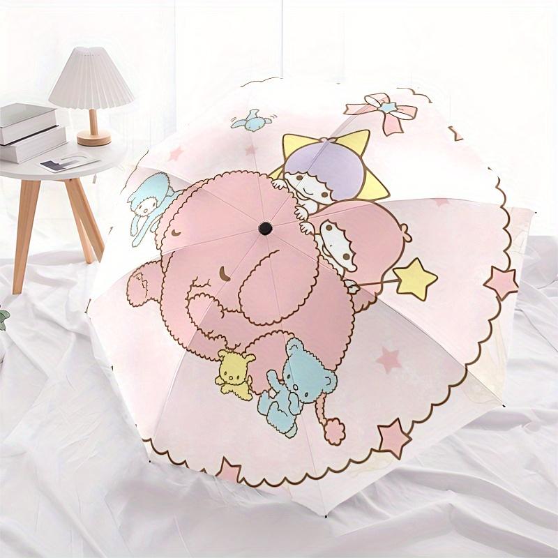 Little Twin Stars, Sanrio Characters Automatic opening and closing folding umbrella with 8-rib frame and compact travel design, perfect for