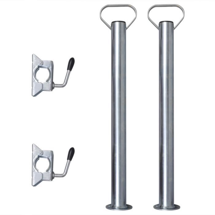 VidaXL 2 tubes de support et 2 pinces fendues pour roue de jauge 48 mm
