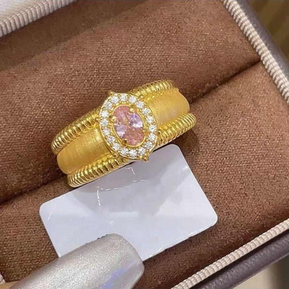 Vintage Crystal Split Ring Unique Adjustable Finger Rings Retro Pearl Opening Rings Female