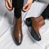 Натуральная Кожа Весна Дизайнерская Роскошный Бренд Платье Офисная Обувь Для Мужчин Челси Повседневные Ботинки Ретро Пара Ботильоны Обувь
