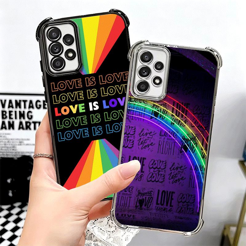 LGBT Rainbow Love Is Love Plating Phone Case For Samsung A17 A07 A37 A57 A16 A56 A15 A55 A14 A54 A13 A53 A26 A36 A25 A35 A24 A34