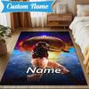 Custom Name Baseball Glove Bat Rug Game Carpet, Floor Mat for Bedroom Living Room Entryway Rug, Home Decor Idea Gift for Christmas birthday