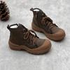 Модные ретро коричневые зимние сапоги из коровьей кожи на плоской подошве, теплая женская обувь из натуральной шерсти, зимняя холодная обувь для пожилых людей