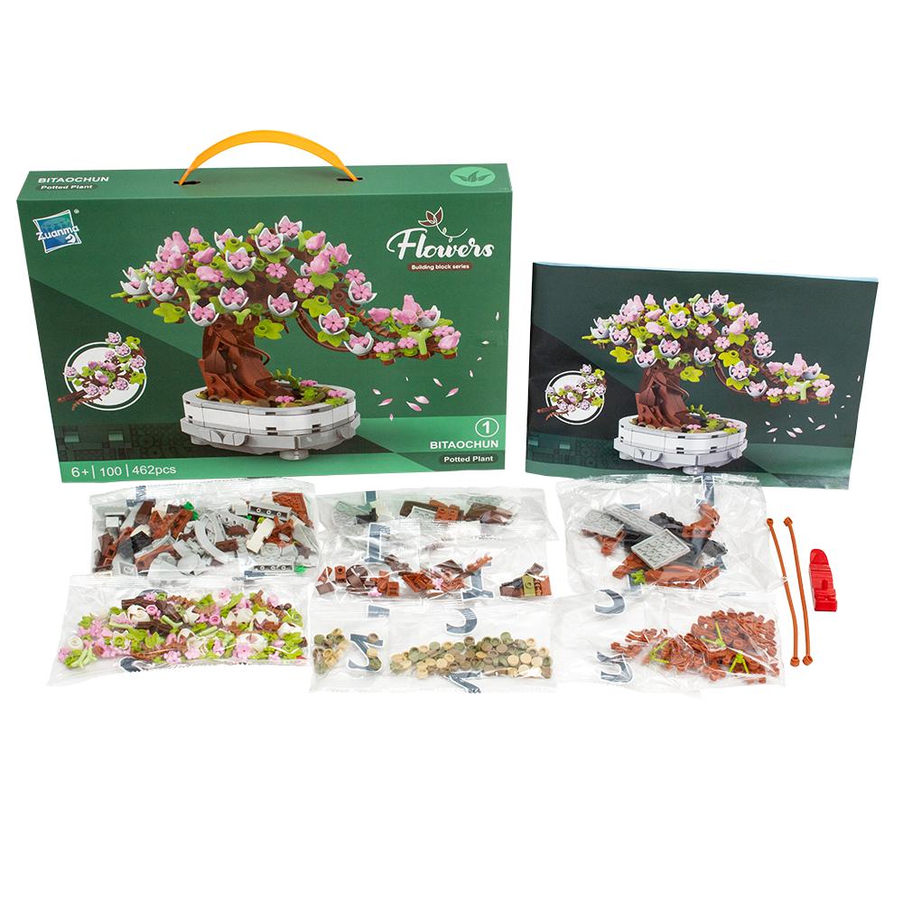 Klocki konstrukcyjne flowers drzewko bonsai kwiaty - zestaw 462 elementy