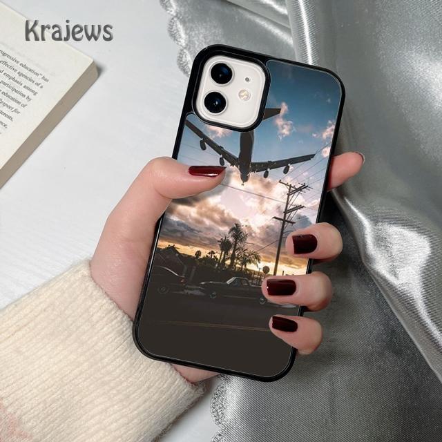 Krajews Airplane Plane Travel soft Phone Case Cover For iPhone 17 Air 16 15 14 plus 12 13 pro max coque Fundas