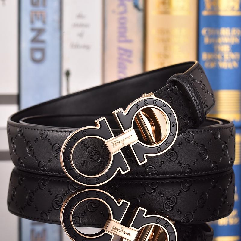 Salvatore Ferragamo 3.3cm Men's Belt Luxury Brand Designer Belt Suit Jeans Formal Brand