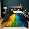 Rainbow Duvet Cover King/Queen Size LGBT Abstract Rainbow Heart Bedding Set for Girls Women Colorful Lines Soft Quilt Cover
