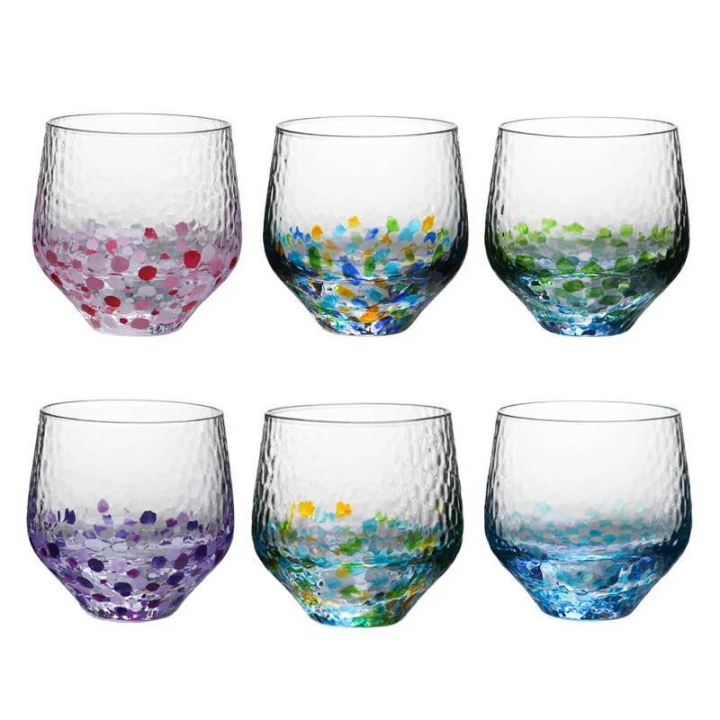 Colored Starry Sky Cup Japanese Style Handmade Hammer Crystal Glass Female Water Teacup Wine Gift Whisky Tumbler For Women 240ml
