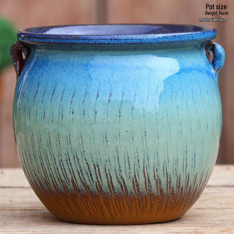 Retro Coarse Pottery Succulent Bonsai Floor Pot for Indoor Plants