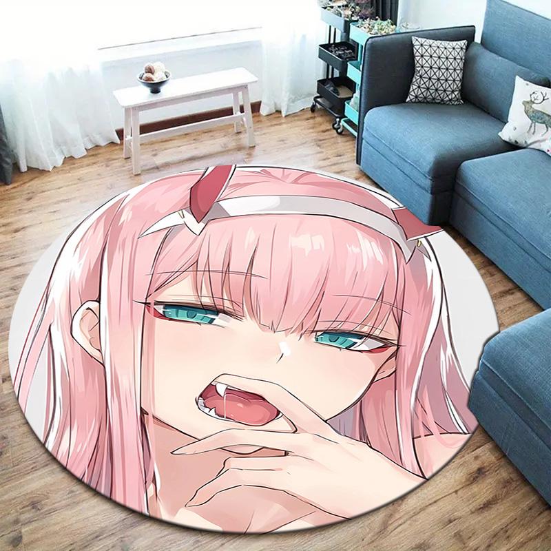 Franxx Round Area Rug Carpet Rug For Living Room Bedroom Sofa Playroom Decor Nonslip Floor Mat
