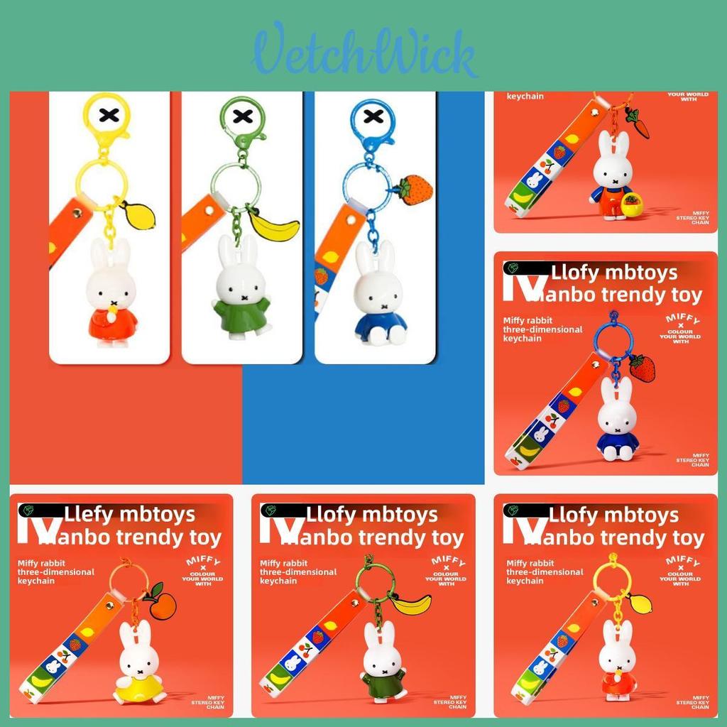 Miffy Rabbit Keychain With Fruit Resin Figure For Car Keys And Bag Charm