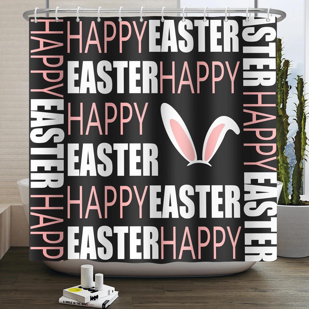 Весенняя Пасхальная Занавеска для душа Счастливый Кролик Кролик Яйца Цветочный Сад Цветочный Праздничный Водонепроницаемая Занавеска для душа для ванной комнаты с крючками