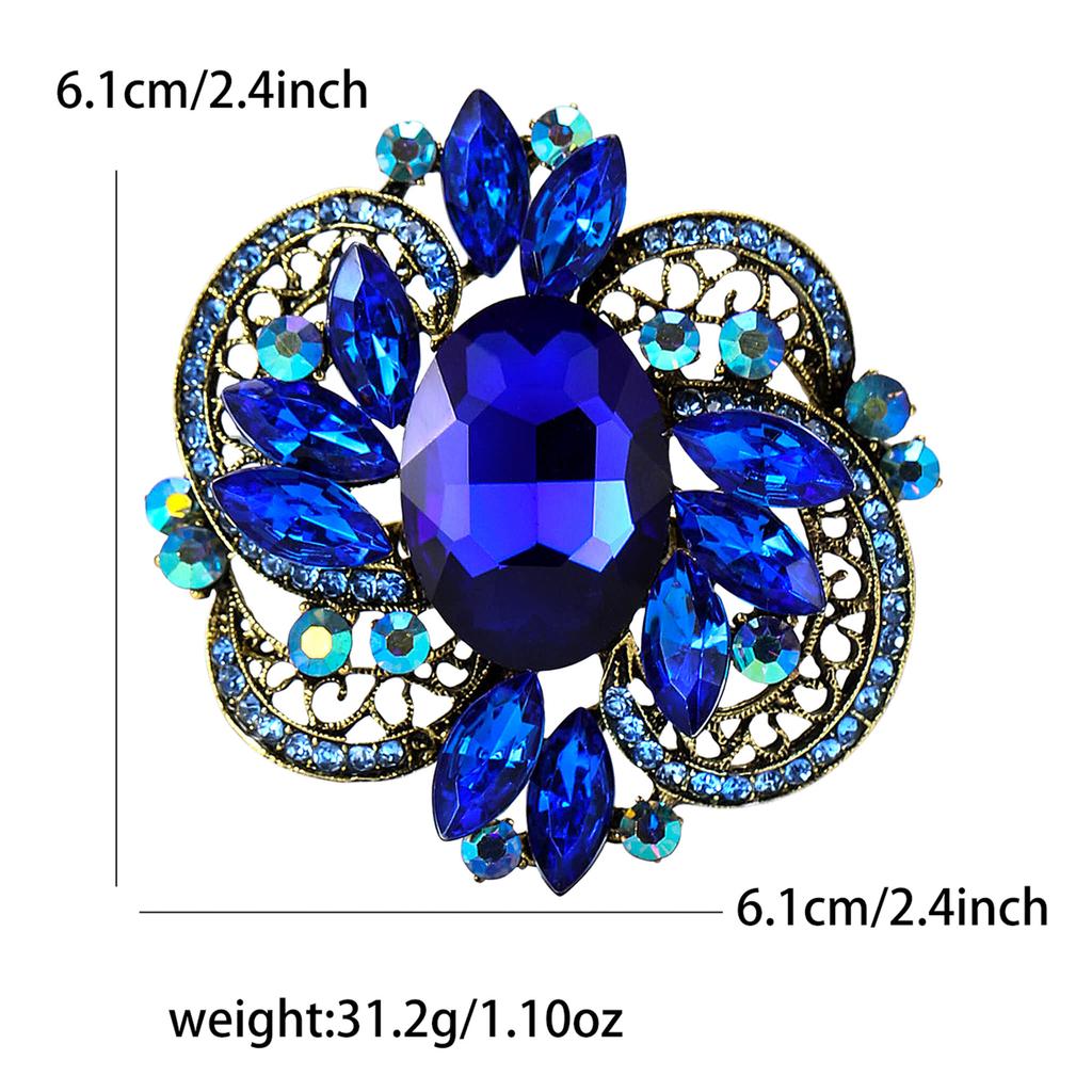 Fashion Personality Alloy Medium Glass Brooch Light Luxury Exaggerated Women'S Dress Coat Corsage Jewelry Pin