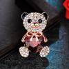Cute Crystal Bear Brooch High-End Women'S Fashion Diamond-Encrusted Animal Corsage Cartoon Creative Pin Clothes With Accessories