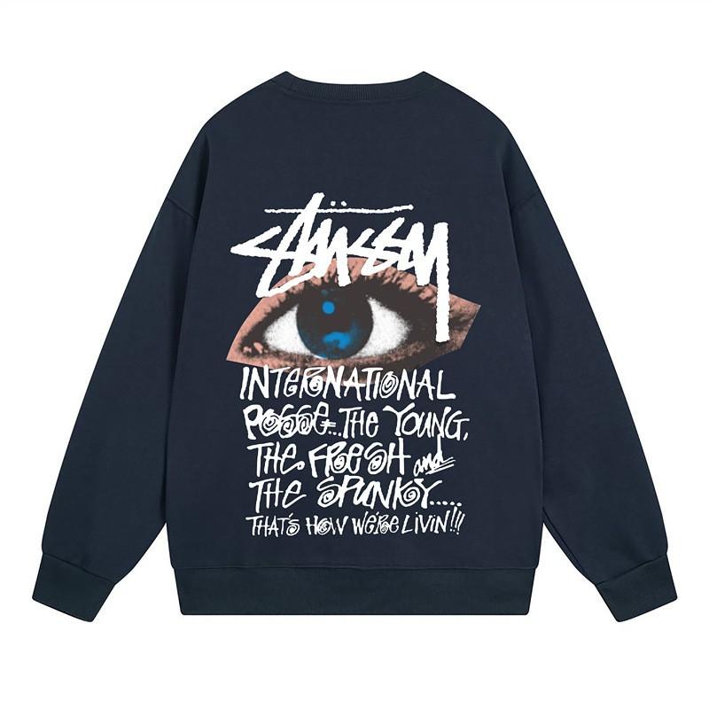 Unisex Streetwear Letter Print Fleece Cotton Sweatshirt Loose Fit Round Neck Long Sleeve Winter Daily Wear