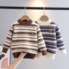 Boys Sweater 2024 Autumn and Winter Round Neck Striped Bottoming Shirt Children Long Sleeve Tops 3 To 8 Years Old