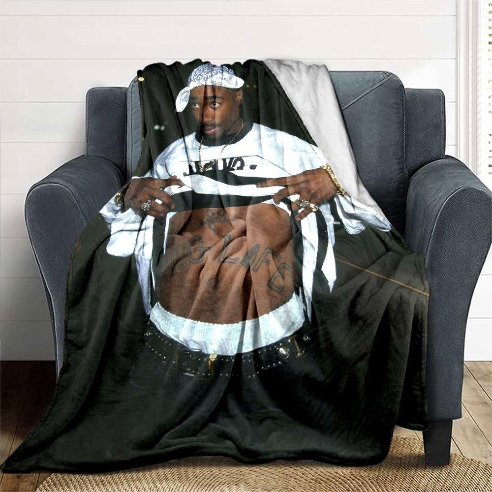 1 шт. Плед в стиле Hip Hop 2Pac, Мягкий, Легкий, Для всех сезонов, Многоцелевой плед для дивана, кровати, офиса и пикников, Французский стиль с культовыми обложками альбомов и цитатами