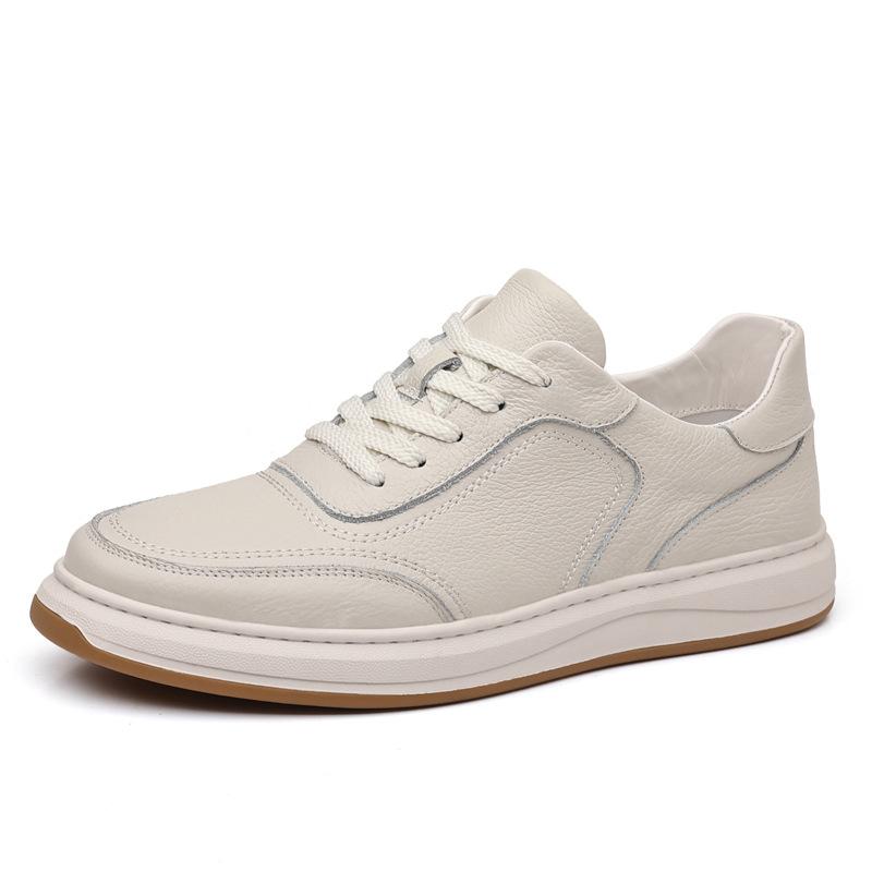 Осенняя обувь для мужчин, повседневная обувь из коровьей кожи, простая обувь на плоской подошве для скейтборда, мужские кроссовки на шнуровке