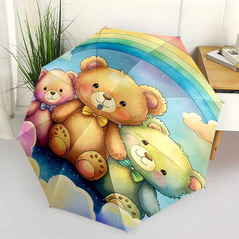 Teddy bears, Rainbow- Automatic umbrella,Suitable for Men and Women,Suitable for Birthdays, Christmas, Gifts for Fashion Lovers0933b