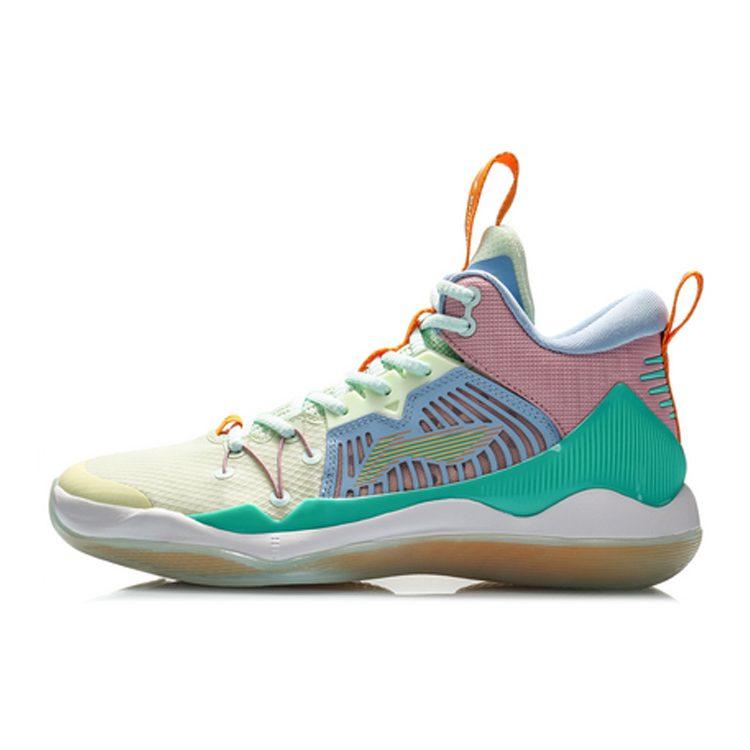 Li Ning Liren 1 Амортизирующие Скользкие Устойчивые к истиранию Средние Баскетбольные кроссовки Мужские Зеленый Красный Синий ABAQ059-2