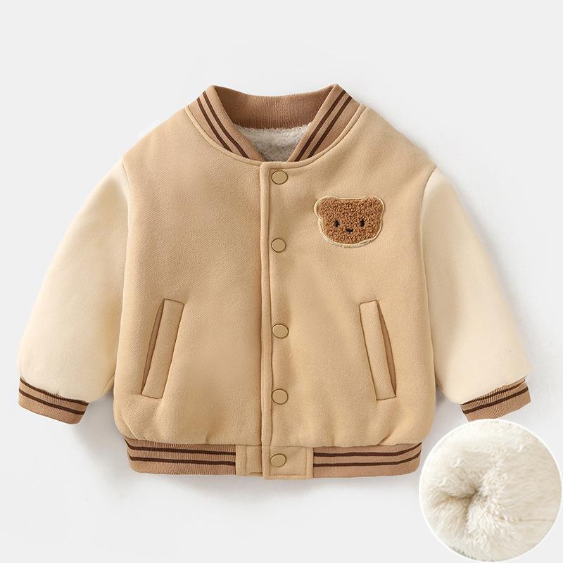 Toddler Infant Baby Boys Girls Clothes Cute Fleece Winter Warm Baby Jacket Casual Baseball Uniform Outerwear Kids Coat