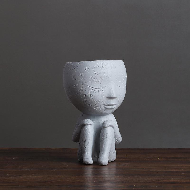 Скандинавская креативная ваза, милая кукла для девочки, суккулентное растение, цветочный горшок, украшение для дома, украшение из смолы, горшок для растений