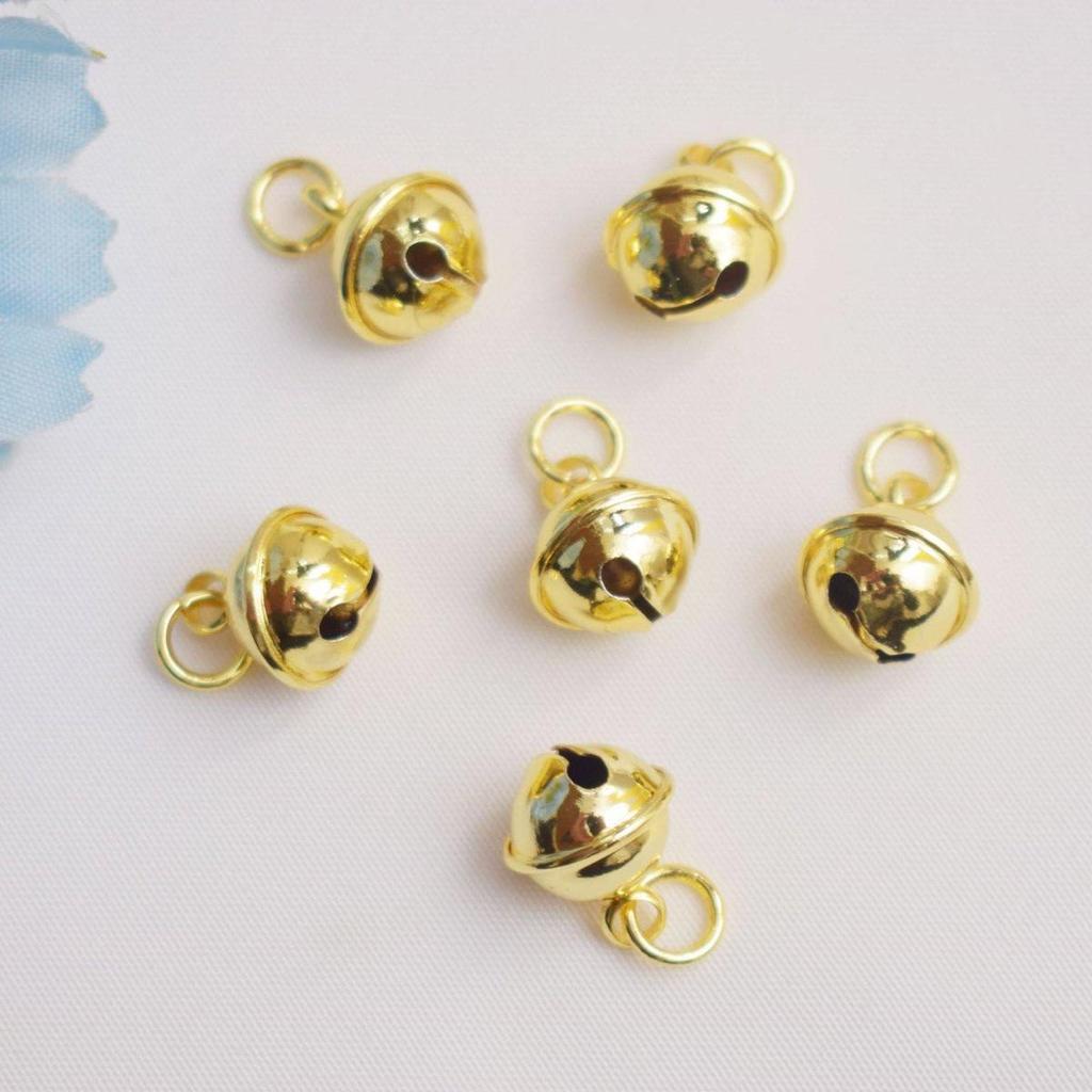 Sand Gold Plated Bell Pendant with Ring Ball Woven Rope Bracelet Charm - DIY Handmade Jewelry