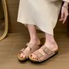 Platform Slippers Women's New Summer Wear In 2025, Boken Shoes, Cork Soles, One Word with Cool Slippers