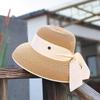 Retro French Hepburn-Style Women's Straw Hat with Silk Ribbon
