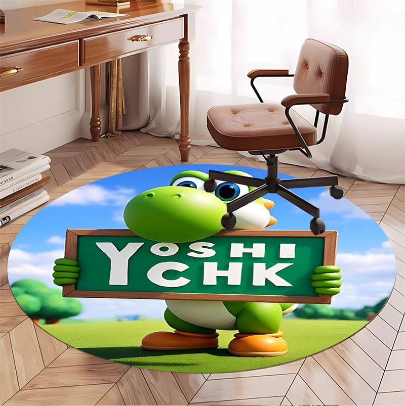 Yoshi Pattern Round Rug, Indoor/Outdoor Mat, for Picnic, Gameroom, Bedroom, Office, Living Room, Home Decor Carpet, Birthday Gift