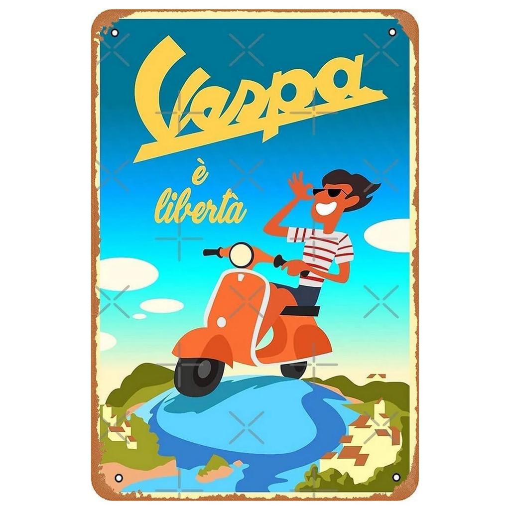 Металлические жестяные таблички Мотоциклы Vespa Настенное украшение Табличка Винтажный художественный плакат Жестяная картина для мужской пещеры Дома Кафе Сада Клуба Бара