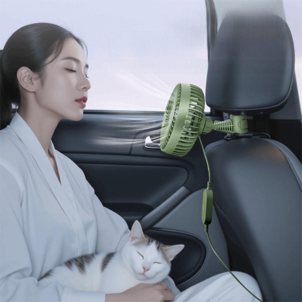 Quiet Operation Dual-Head Car Fan Multi-Angle Adjustable Electric Fan Driving Environment