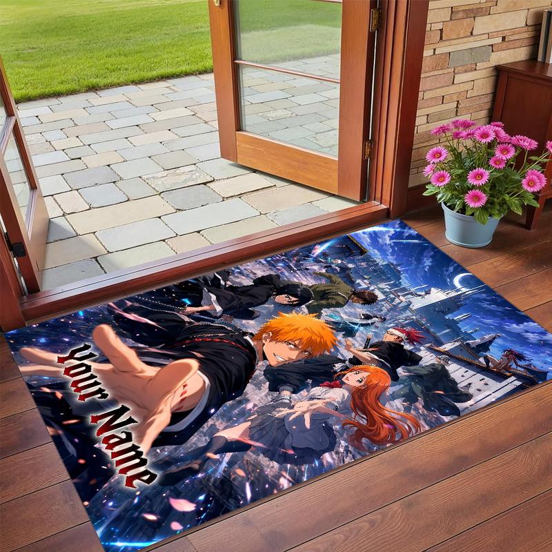 Crystal Velvet Rug Custom Name Text, Soft Non Slip Floor Mat Home DecorBleach anime