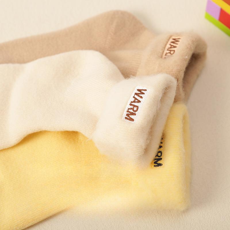 1 Pair Furry Solid Color Sock for Kids Children Autunmn Winter Plush Warm Cashmere Wool Sock Sporty Fashion School Sock