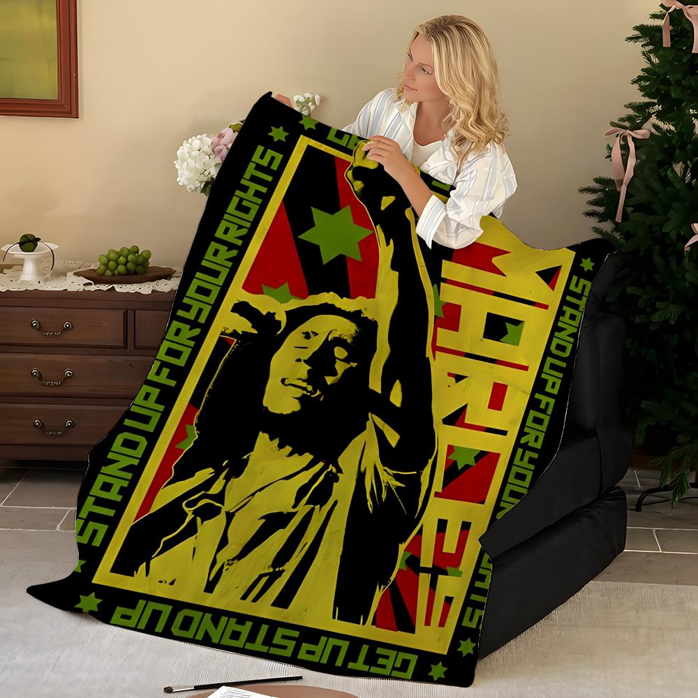 Музыкальная B-Bob M-Marley Плед Фланелевый, Мягкий Теплый, Прочный и Стирающийся милый Крутой