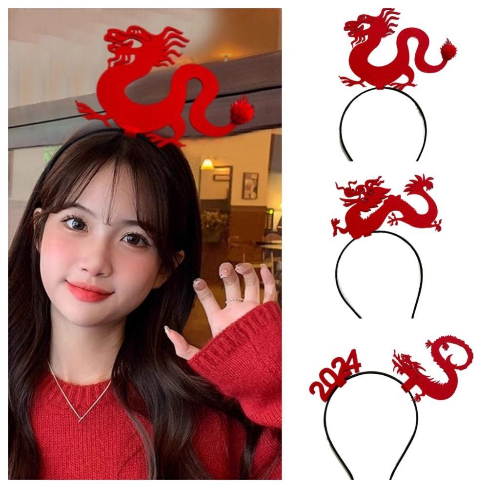 Mascot Dragon 2024 Happy New Year Headband Cartoon New Year Hairband Lovely Dragon Headband Girl