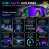 Спортивные умные очки с камерой 4K HD с защитой от тряски и 3D стереодинамиками, поляризационные солнцезащитные очки UV400, Bluetooth, ИИ, для улицы, видео от первого лица (POV)
