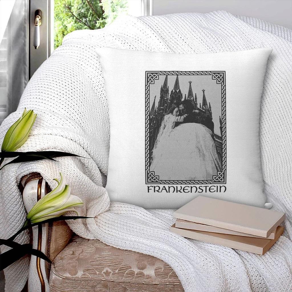 Frankenstein Creature And Elizabeth Square Pillowcase Polyester Linen Velvet Pattern Decorative Pillow Case Sofa Cushion Cover