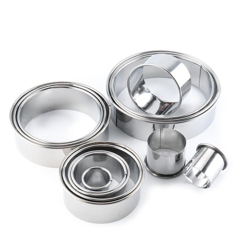 11pcs/Set Stainless Steel Round Cookie Moulds Practical Biscuit Cutters Circle DIY Mousse Cake Dessert Pastry Decorating Tool
