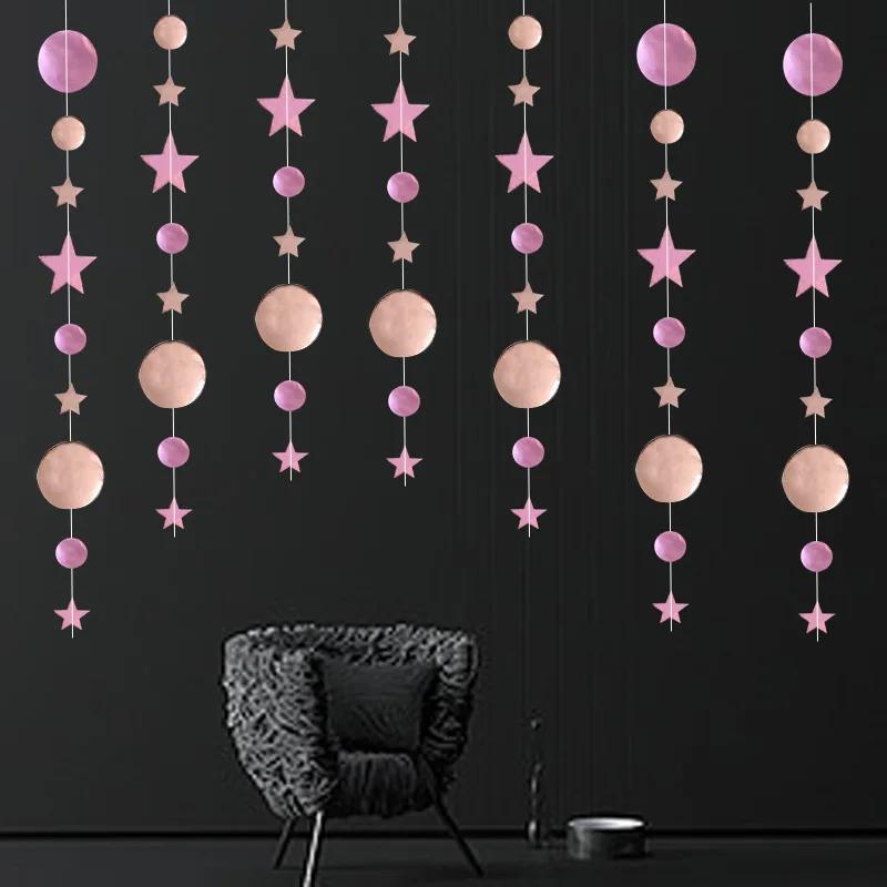 Christmas Pendant Double Mirror Gold Star Garlands Merry Christmas Party Drop Ornaments Happy New Year 2025 Party Decor For Home