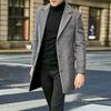 Men Winter Solid Color Suit Coat Lapel Long Sleeve Flap Pockets Single-breasted Mid-length Warm Jacket Overcoat